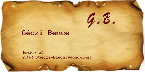 Géczi Bence névjegykártya